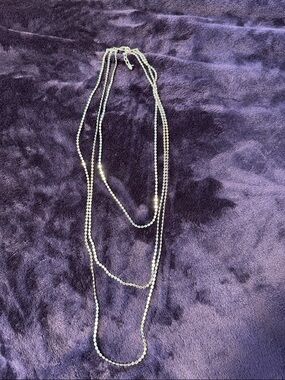 Silver-Tone Layered Beaded Necklace - Elegant Women’s Jewelry